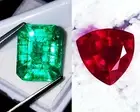 8 to 10 Ct Natural Red Ruby & Green Emerald Pair Loose Gemstone Certified LM97