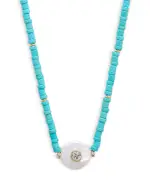 Aqua Blue Bead Evil Eye Pendant Necklace, 16-19 - Exclusive