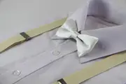 Boys Adjustable Ivory 65Cm Suspenders & Matching Bow Tie Set