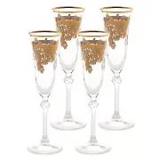 Elegant and Modern 24K Gold Crystal Glassware - 5 oz, Flute Goblets, Set of 4