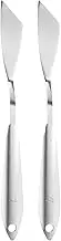 uxcell 2pcs Palette Knife Painting Tool 8.39" 304 Stainless Steel Angled Spatula Painting Pallet Knives with Hole Design for Acrylic Canvas, Silver