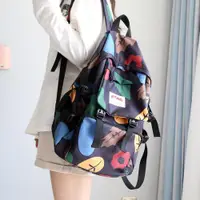 在飛比找ETMall東森購物網優惠-涂鴉風時尚女韓版原宿雙肩包