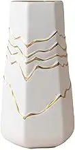 AIMALL 9.84-Inch Ceramic Flower Vase – Elegant White and Gold Home & Hotel Decor for Fresh & Artificial Flowers, Hydroponic Plant Container