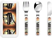 Piano Violin And Music Notes 3 Piece Set For Camping Stainless Steel Flatware, Spoon, Fork, Knife, Ideal For Outdoor