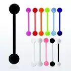 14G 5/8" Flexible Acrylic UV Tongue Ring Barbell with 6mm Ball