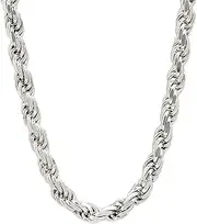 [Savlano] 925 Sterling Silver 6mm Solid Italian Rope Diamond Cut Twist Link Chain Necklace with Gift Box for Men & Women - Made in Italy