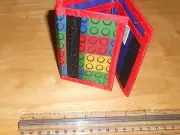 Block Building Brick Design Tri-Fold Wallet Nylon w/ RED Color Trim