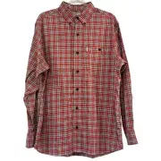 Bob Timberlake Mens Red Plaid Button Up Top Size Large