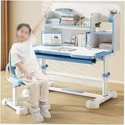 Kids Desk and Chair Set, Student Study Table Adjustable Angle Tabletop,Children School Writing Desk with Bookshelf, for Home School Kids Writing Reading Drawing Studying(Blue)