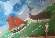 The Leviathan aft Wallis Cornwall Original Oil Painting David R Howard 5"X7"