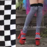 CHEQUERED Over-the-Knee SOCKS Grid Girl RACER Costume ROLLER DERBY Thigh Highs