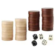 Wooden Checkers Pieces Nature Wood Backgammon Pieces with Drawstring Bag, 5