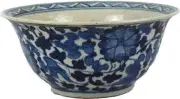 Bowl DYNASTY Flower and Vine Floral Ink Blue Ceramic