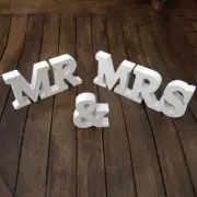 "Mr & Mrs" Classic White Wooden wedding Sign Lowest price on Ebay& Same Day Ship
