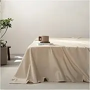 Flat Sheet Single/Twin Small Double/Full Queen King Bed Premium Ultra-Soft Top Sheet Long-Staple Cotton Brushed Hotel Luxury Flat Bed Sheet, 1 Piece(Khaki,160x230cm+48x74cm x2)