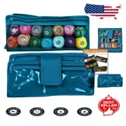 Elegant Thread Holder for 50 Spools - Portable Organizer with Zippered Pockets