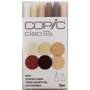 Copic Ciao Alcohol Ink Sketch Marker Set - SKIN TONES Colors, 6pk