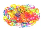 100 PC C CHAIN LINK PLASTIC SMALL TOY BIRD FOOT PART KID DIY MIXED COLOR UNBRAND