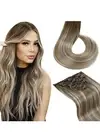 Clip In Hair Extensions 100% Human Hair Double Weft Thick Full Head Ombre 18”