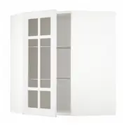 METOD corner wall cab w shelves/glass dr, white/Stensund white, 68x37x80 cm