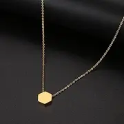 [SHMAZ] Stainless Steel Necklaces Geometric Hexagon Men Chain Necklace For Women Collar Pendant Friends Gift