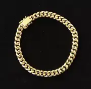 10K Real Gold 6.2mm Miami Cuban Bracelet with Box Clasp Lock, 10K Yellow Gold