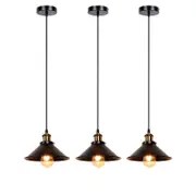 3 PCs Black Iron Metal Shade Pendant Light Ceiling Lamp Fixture Hanging Lighting