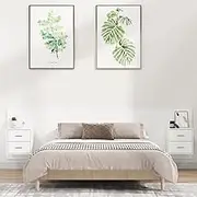 White Engineered Wood Wall Mounted Headboard with Storage Cabinets, 200 cm Bed Frame Dorm Solution