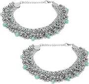 [Generic] Stylish German Silver Plated Stylish Handmade Anklets for Girls and Women By Indian Collectible, Medium, Metal, no gemstone