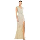 MAC DUGGAL Dress Size 14 Evening Gown Cap Sleeve Sequined High Slit NEW Ombre