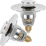 2Pcs Sink Plug Universal Bathroom Sink Plug with Strainer Pop Up Sink Hole Plug Cover Stainless Steel Push Sink Plug for 33 to 40mm Drain Holes Sturdy Rustproof Sink Plug for Bathroom Kitchen //