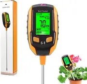 Soil Tester,4-In-1 Soil Moisture Meter,Soil Moisture with Light/Ph/Temperatur...