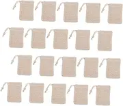 NOLITOY Cotton Soap Pouches 20 Pack Exfoliating Mesh Drawstring Closure Quick Dry Save Space for Face Body Cleansing