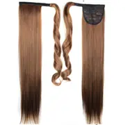 22" Light Brown Hair Extension Synthetic Hair Ponytail Straight Ribbon