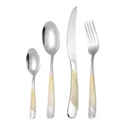 1 Set Stainless Steel Flatware Cutlery Set, Silver/Gold Silverware