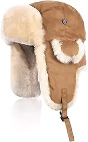 [GNEGNI LIFE] Winter Trapper Hat, Men Women Faux Fur Warm Hats with Ear Flap Windproof Bomber Hats Aviator Caps for Skating, Skiing, Hunting, L Chestnut, L