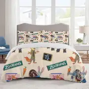 v1042 Bed Sheets Bedding Zootopia Bedding Sets Cartoon Duvet Cover Lightweight 3 Piece Bet Sets for Kids Boys Girls (1 Duvet Cover and 2 Pillowcases)