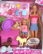 New Steffi Love Happy Animals Puppy Dog Play-Set Doll Toys 16 Pieces Simba Toys