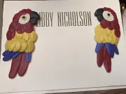 Vintage 80s NOS Libby Nicholson statement Parrot earrings Red
