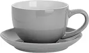 Argon Tableware 2 Piece Cappuccino Cup & Saucer Set - 250ml - Grey - Tea Cup and Saucer Set Coloured Tea Mug with Saucer Dish Coffee Mug, Espresso Cup