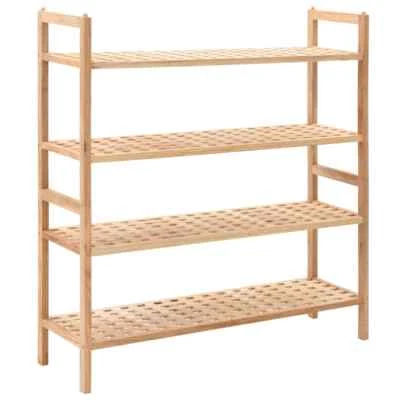 NNEVL Shoe Rack Solid Walnut Wood 69x26x81 cm