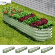 Livsip 4x Garden Bed 320x80x42cm Planter Box Raised Container Galvanised Green