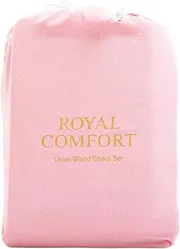 Royal Comfort Sheet Set Linen Blend Ultra Soft Breathable 1 x Flat Sheet, 1 x Fitted Sheet, 2 x Pillowcases, (4 Pcs, Queen, Mauve)