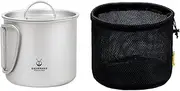 SILVERANT 400ml Titanium Cup Mug with Lid Backpacking Pot with Foldable Handle for Outdoor Camping Hiking Backpacking