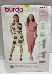 Burda Sewing Pattern 6420 Fitted Elastic Waist Long & Short Dresses Misses 10-20