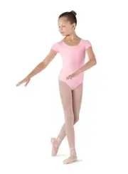 Bloch Dance Girls Dujour Microlux Short sleeve Leotard, Candy Pink, Size 4-6