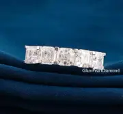 Unique 4 Ctw Asscher Cut Moissanite 5 Stone Wedding Band For Her 14K White Gold