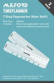 Milford Timeplanner Refills 7 Ring Pagemarker Ruler Pack 2 Collins Debden Compatible 441145