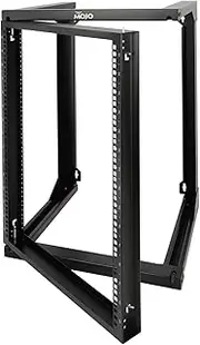 Tecmojo 2 Post 15RU Wall Mount Server Rack, 19 inches Open Frame Server Rack with 180 Degree Swing Gate, 457.2 mm Deep, for Computer/AV/Data/IT/Media Equipment