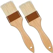 2 Pcs Pastry Brush Baking Basting Brush Natural Bristle Culinary Oil Brush Wooden Handle Food Brush Baster BBQ Brushes Culinary Utensil for Sauce Kitchen Grilling Marinade Cooking Butter Egg